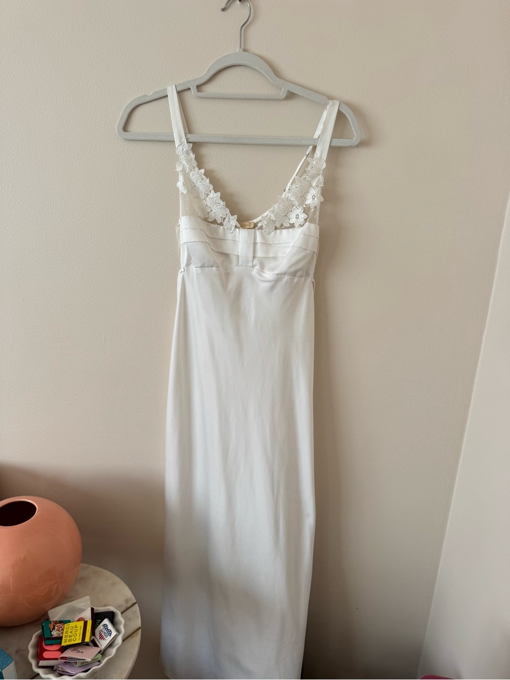 Flora Nikrooz Ivory Lace-Trim Satin Slip